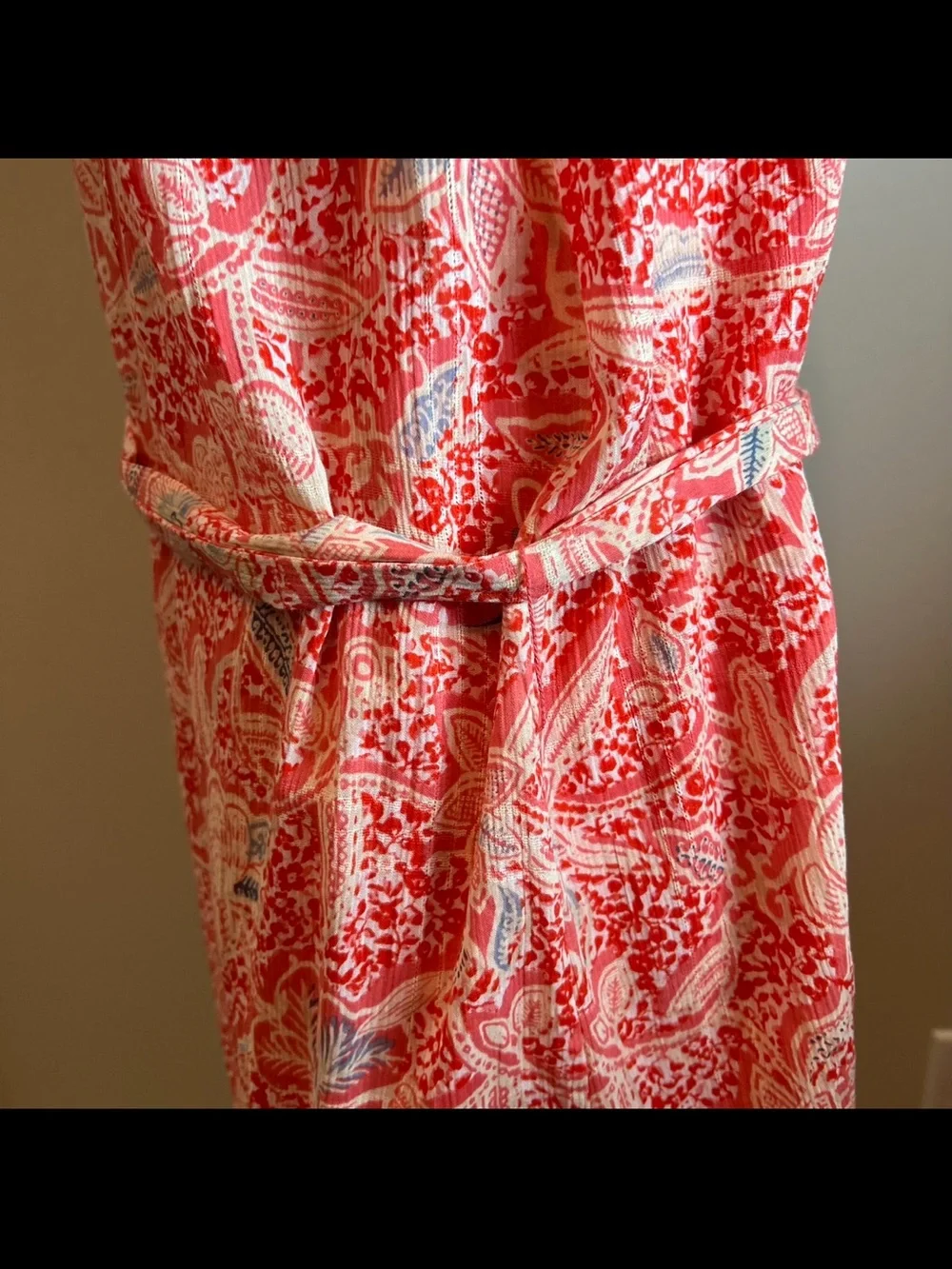 Tory Burch Coral Pink Paisley Midi Dress size 4